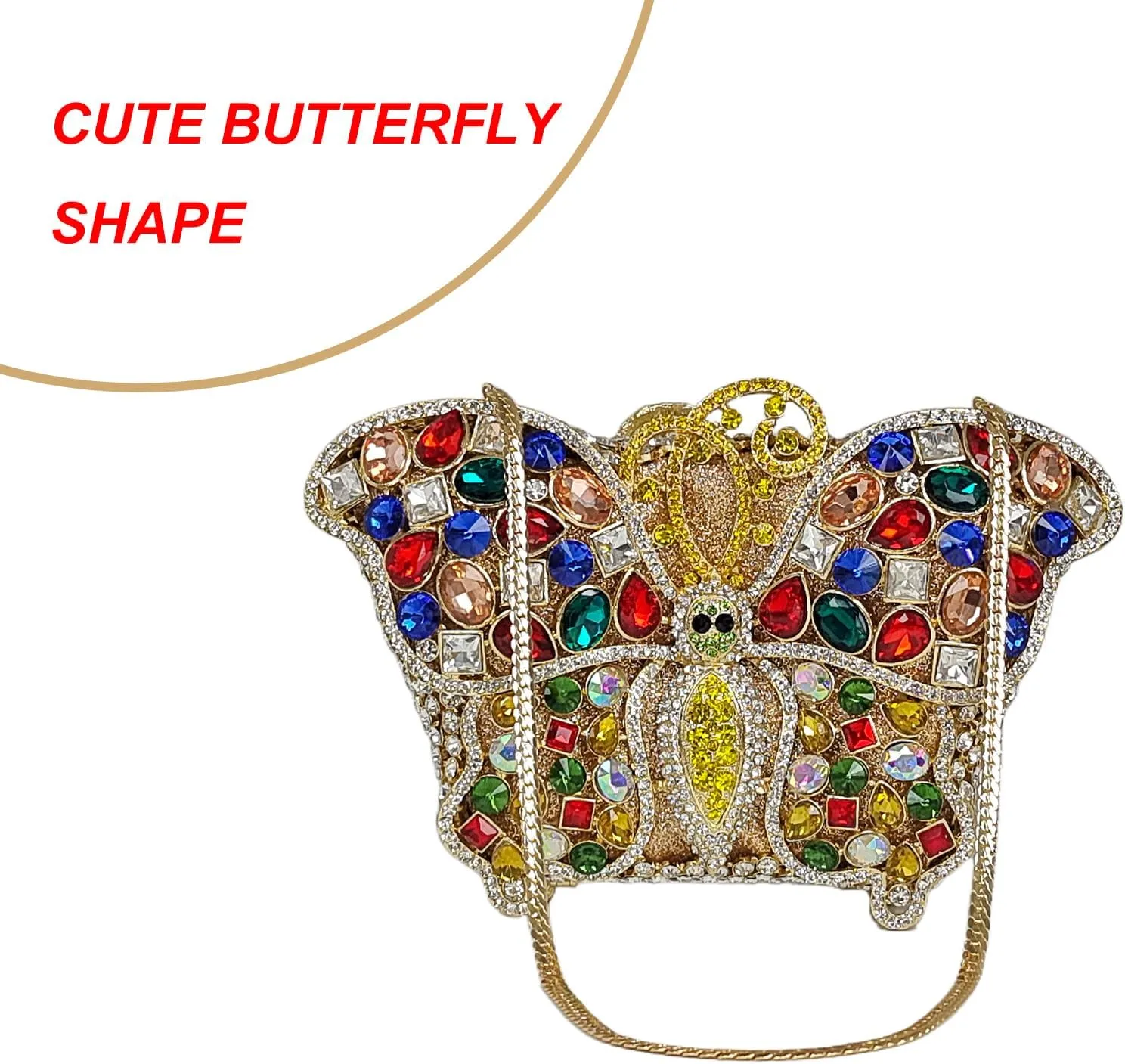 Cute Butterfly Evening Bag Bling Rhinestone Purse Animal Crystal Clutch for Wedding Prom Party Handbag