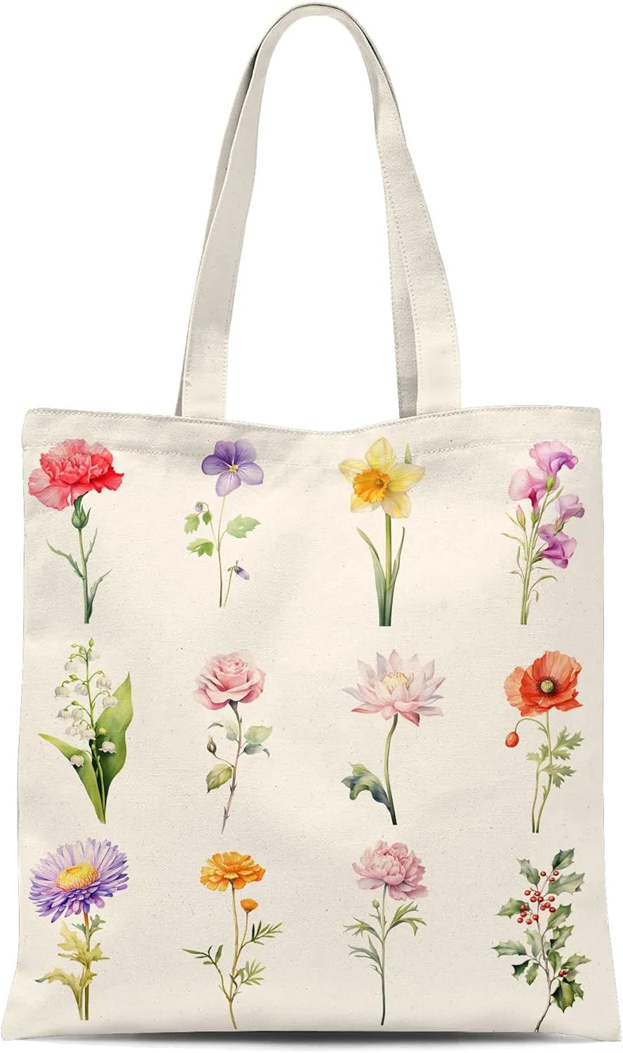 Cute Flower Tote, Canvas Bags for Women, Grocery, Beach, Reusable Shopping