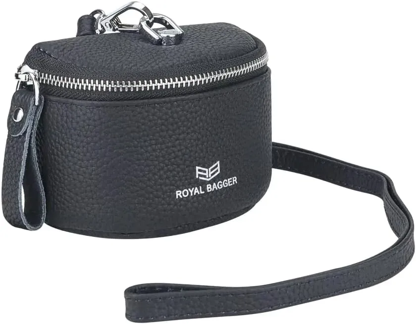 Cute Mini Coin Purse for Women - RFID Blocking, Genuine Leather Change Pouch Fashion Simple Storage Bag 2900 (Black)