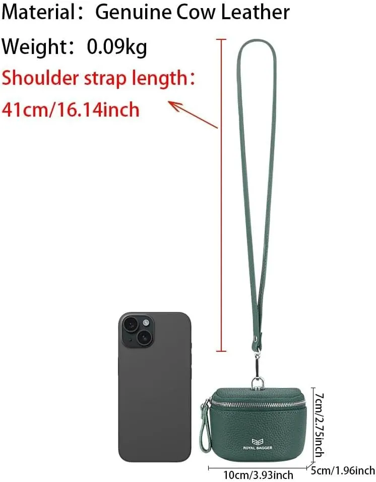 Cute Mini Coin Purse for Women - RFID Blocking, Genuine Leather Change Pouch Fashion Simple Storage Bag 2900 (Green)