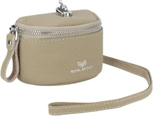 Cute Mini Coin Purse for Women - RFID Blocking, Genuine Leather Change Pouch Fashion Simple Storage Bag 2900 (Light Grey)