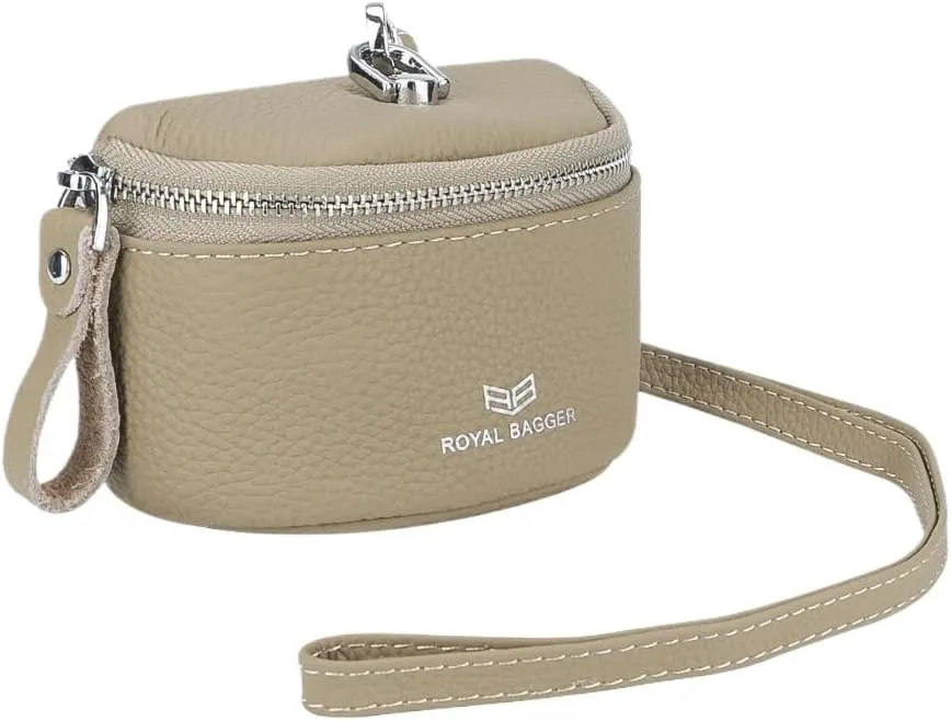 Cute Mini Coin Purse for Women - RFID Blocking, Genuine Leather Change Pouch Fashion Simple Storage Bag 2900 (Light Grey)