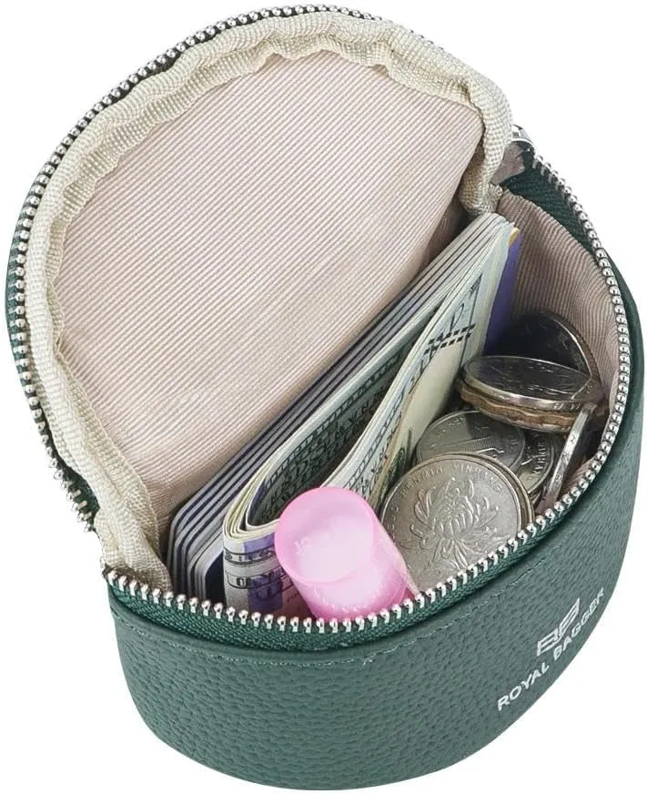 Cute Mini Coin Purse for Women - RFID Blocking, Genuine Leather Change Pouch Fashion Simple Storage Bag 2900 (Light Grey)