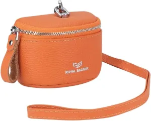 Cute Mini Coin Purse for Women - RFID Blocking, Genuine Leather Change Pouch Fashion Simple Storage Bag 2900 (Orange)