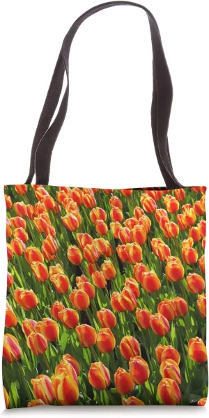 cute petal orange tulips flower lily floral print pattern Tote Bag