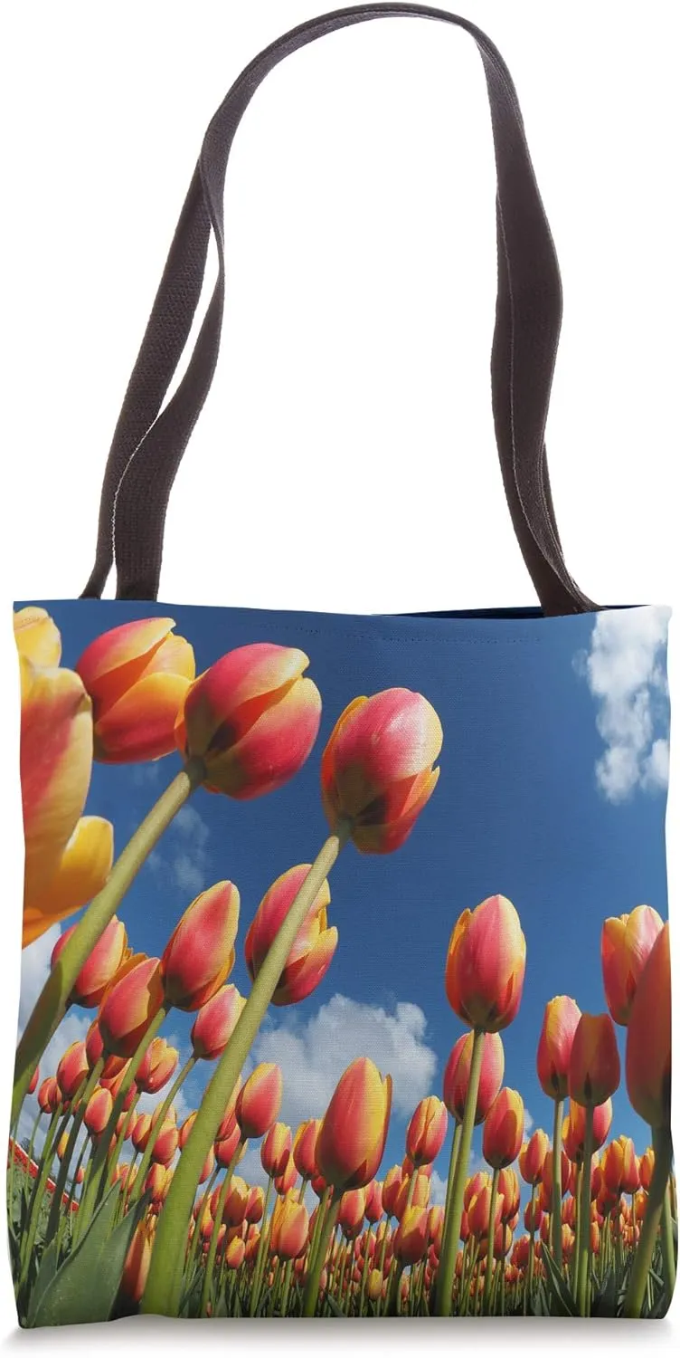 cute petal yellow tulips flower lily floral print pattern Tote Bag