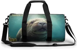 Cute Walrus Fish Travel Duffel Bag Gym Bags Sports Tote Shoulder Weekender Handbag for Men Women