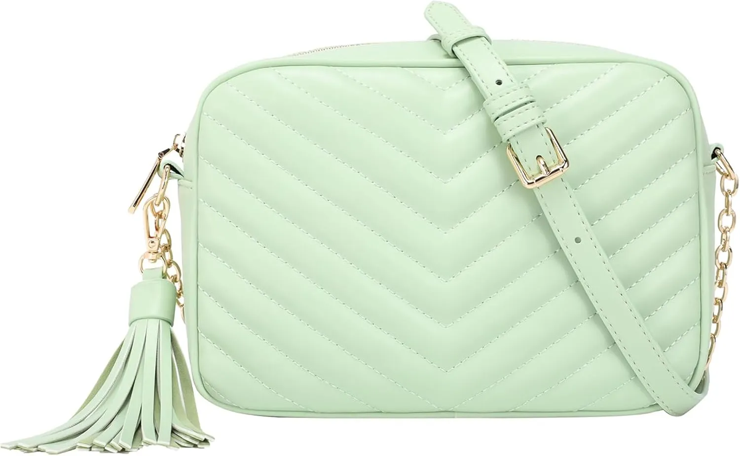 Daisy Rose Quilted Shoulder Cross Body Bag & Detachable Tassel, PU Vegan Leather