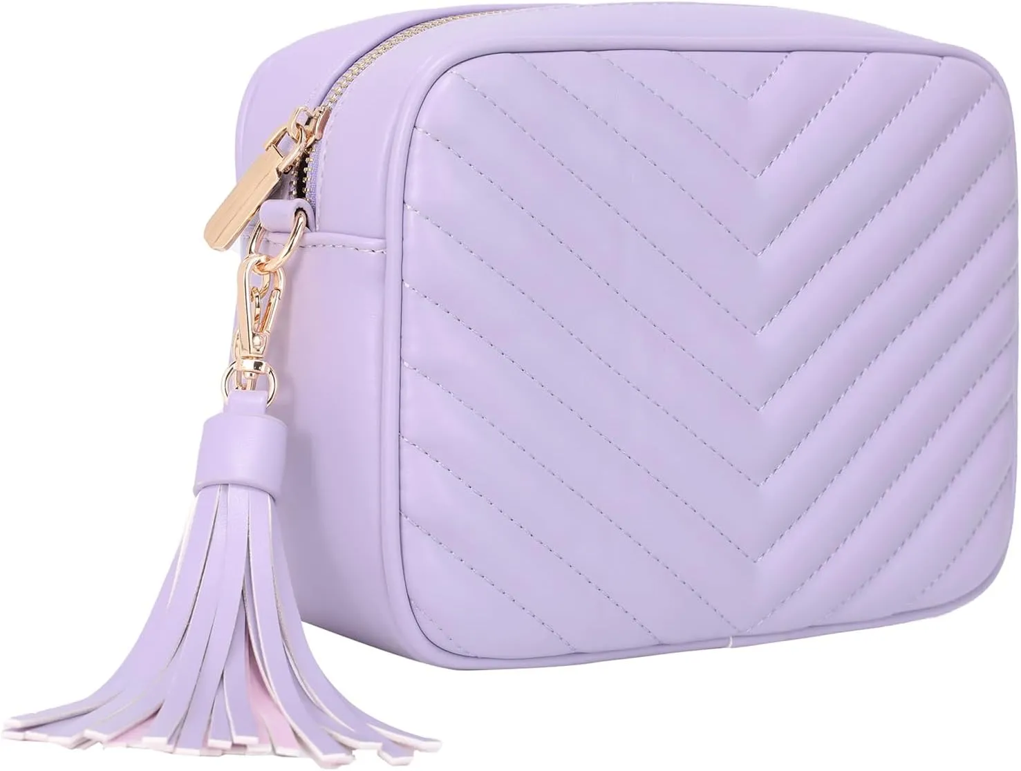 Daisy Rose Quilted Shoulder Cross Body Bag & Detachable Tassel, PU Vegan Leather