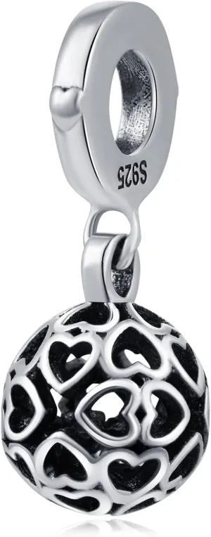 Dangle Pendant Charm-925 Sterling Silver Italian Horn, Puerto Rico Flag, Survivor Cancer Ribbon, Halloween Witch, Dog Pawprint, Shoot for the Moon, Gold Triangle Smile Beads, fits European Charms Bracelet, Gifts for Women/Friends