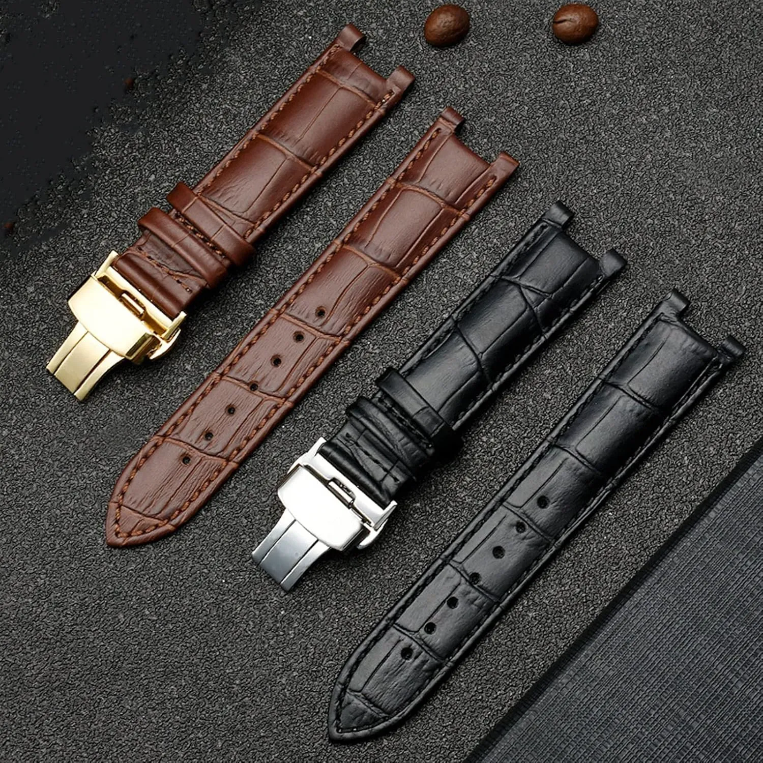 DASEB Genuine Leather Watchband For GC 22 * 13mm 20 * 11mm Notched Strap Withstainless Steel Butterfly Buckle Men And Women Watch Belt