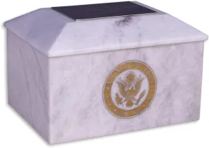 Deering Moments Marble Custom Engraved US Army Cremation Memorial Urn for Human Ashes Adult Size (White)
