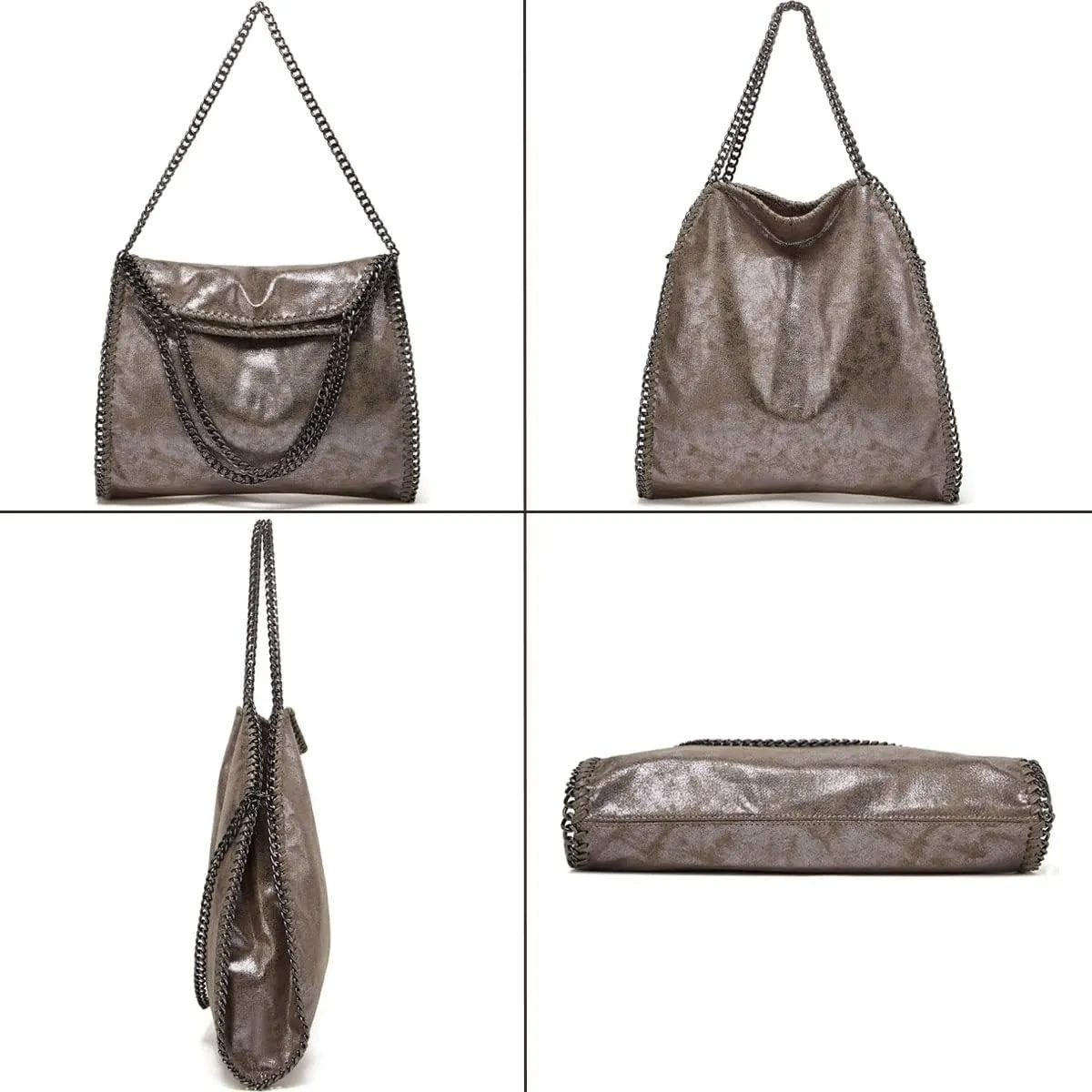 Designer Large Chain Shoulder Purse for Women Soft Leather Tote Quilted Hobo Bag Fashion Handbag Top-Handle Satchel