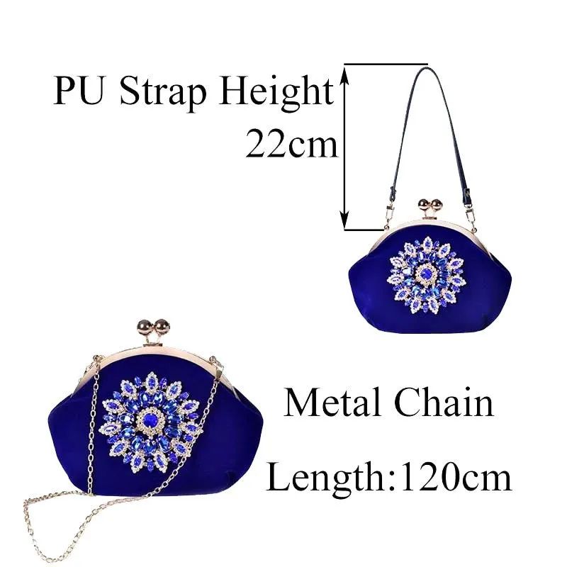 Diamond Flower Velvet Clutch Purse