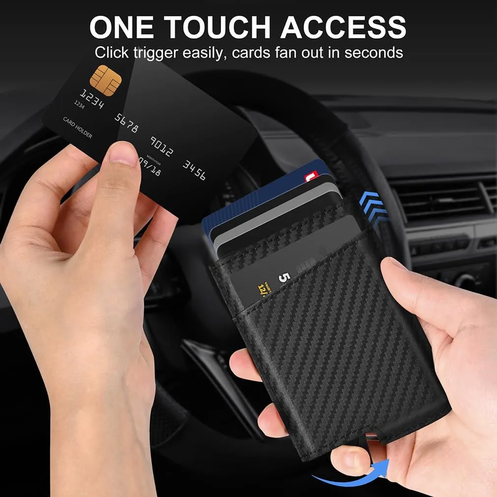 Dinghao RFID Blocking Slim Money Clip Aluminum Wallet Automatic Pop-up Card Case
