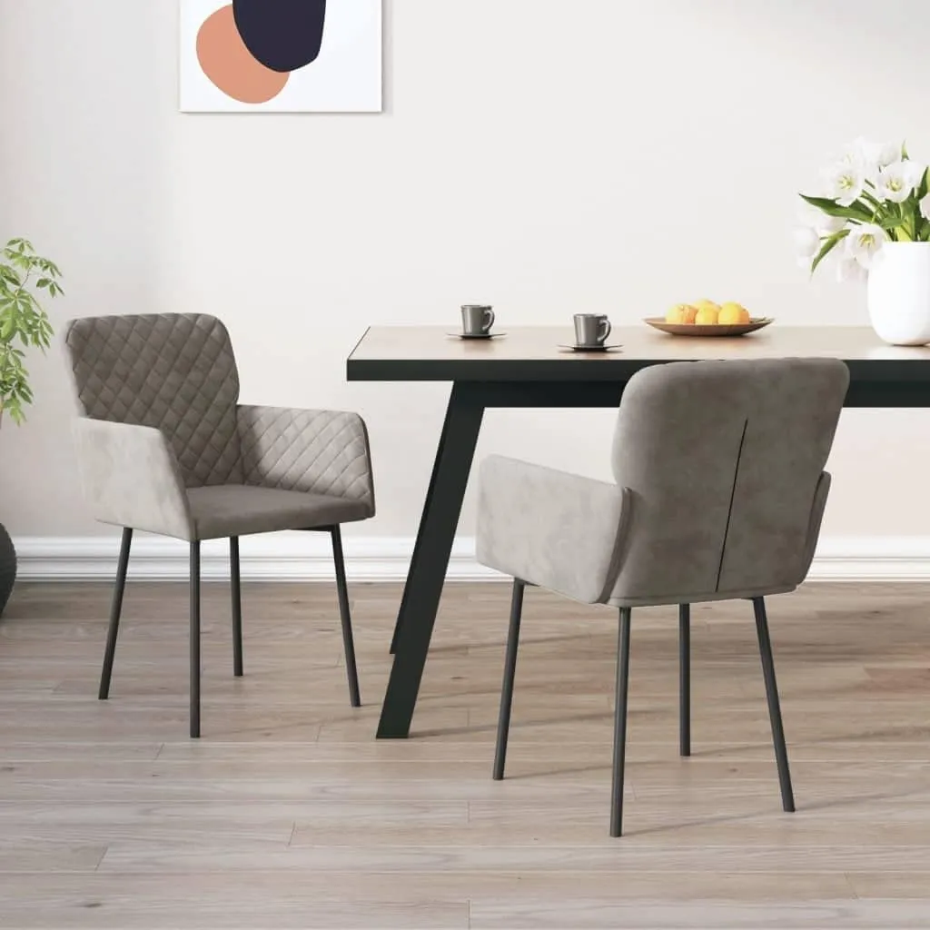 Dining Chair Set Light Grey, Upholstered Chairs Modern, Farmhouse Kitchen, Comfortable Set of 2, Dining Room Furniture