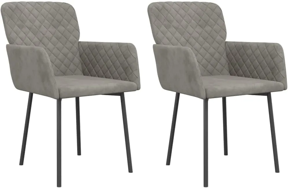 Dining Chair Set Light Grey, Upholstered Chairs Modern, Farmhouse Kitchen, Comfortable Set of 2, Dining Room Furniture
