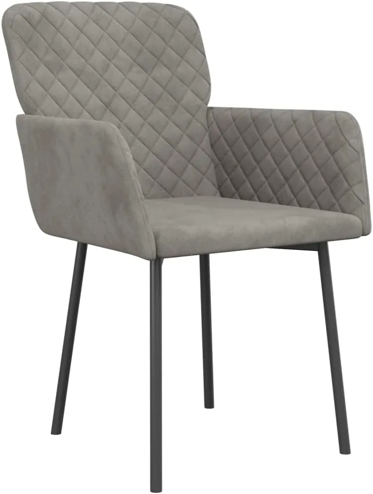 Dining Chair Set Light Grey, Upholstered Chairs Modern, Farmhouse Kitchen, Comfortable Set of 2, Dining Room Furniture