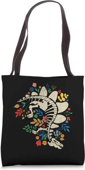 Dinosaur Bones Flower Paleontologist Prehistoric Dino Tote Bag