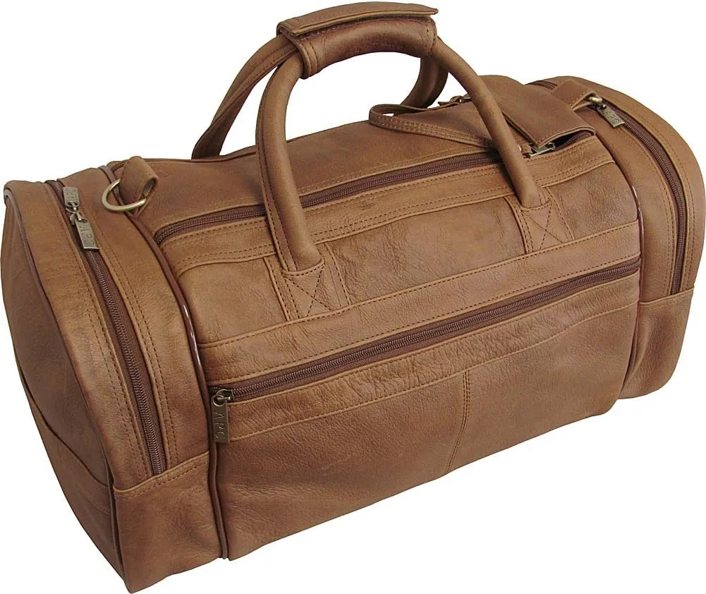Distressed Brown Leather 20-inch Dual Zippered Duffel
