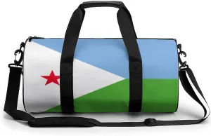 Djiboutian Flag Sports Duffel Bag for Boys Girls with Dry Wet Separation Overnight Gym Bag