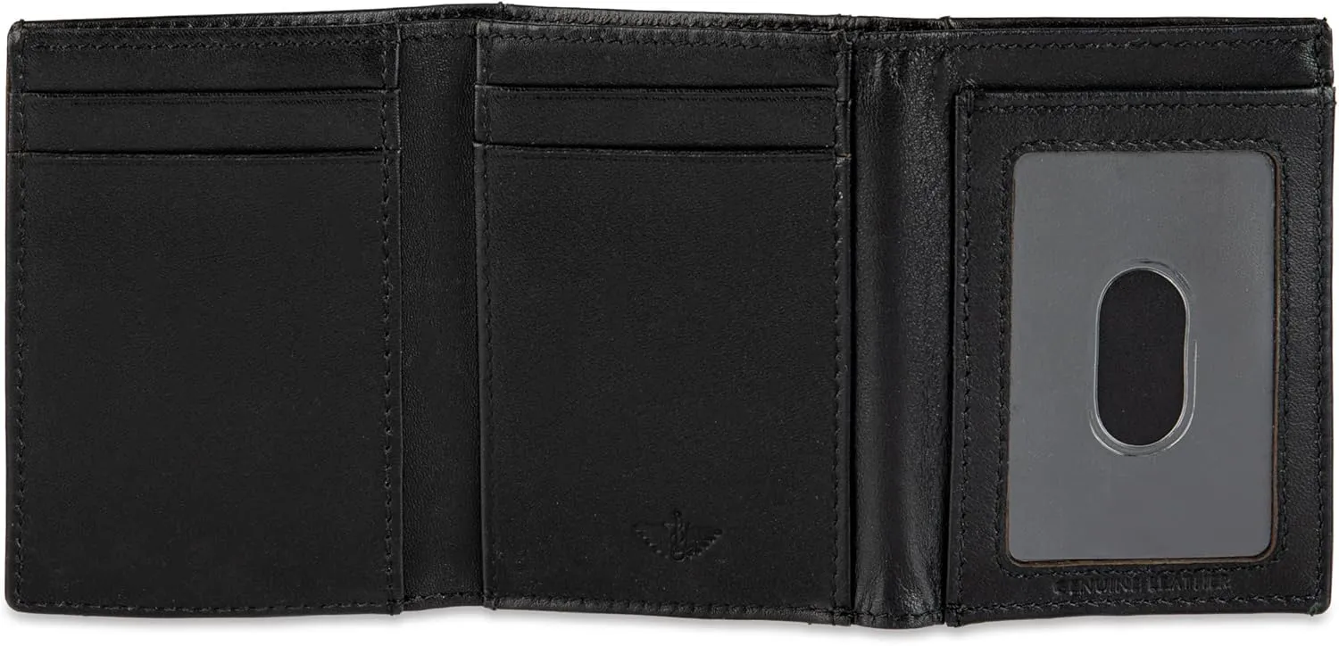 Dockers Men's Slim Minimalistic Leather Z-fold Wallet-Multiple Card Slots, Clear Id Window, Magnetic Money Clip