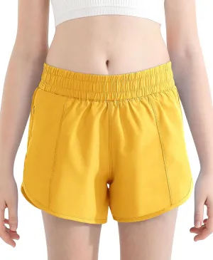 DOCUMO Girl's Athletic Shorts with Liner Zipper Pockets Quick Dry Running Shorts Sports Active Shorts for Teen Girls