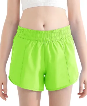 DOCUMO Girl's Athletic Shorts with Liner Zipper Pockets Quick Dry Running Shorts Sports Active Shorts for Teen Girls