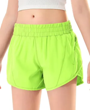 DOCUMO Girls Athletic Shorts with Zipper Pocket, Liner Quick Dry Running Shorts for Kids Teen Girls Active Sports Shorts