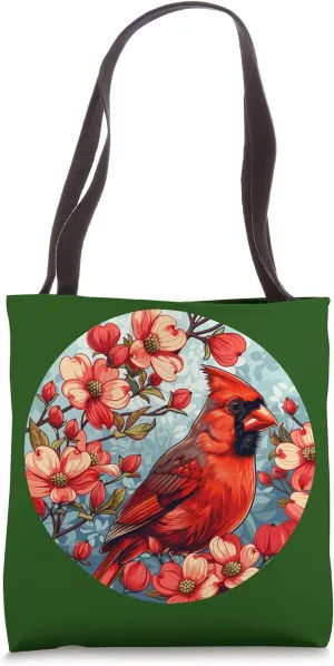 Dogwood Flower Cardinal Bird - North Carolina Flower Bird Tote Bag