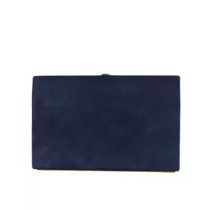 Dolce & Gabbana Blue Suede Gold Frame Clutch Evening Party Purse Bag