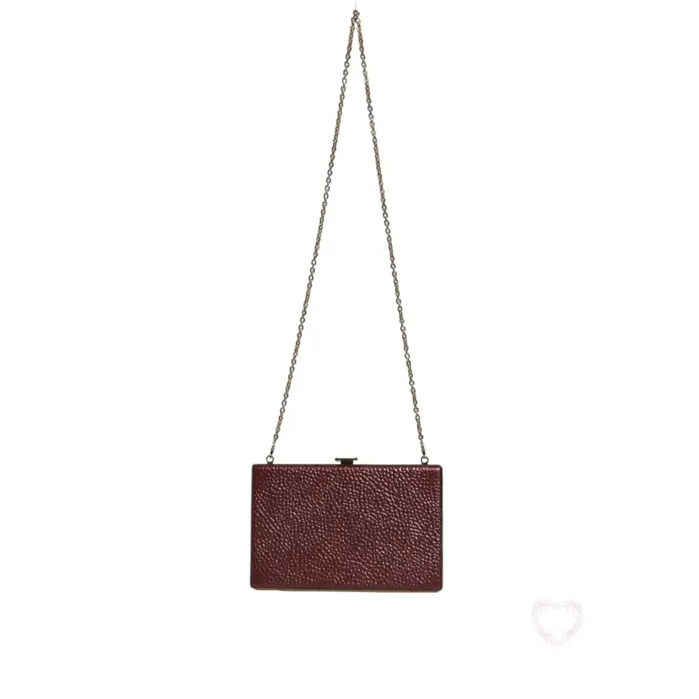 Dolce & Gabbana Maroon Leather Clutch Evening Crossbody Bag