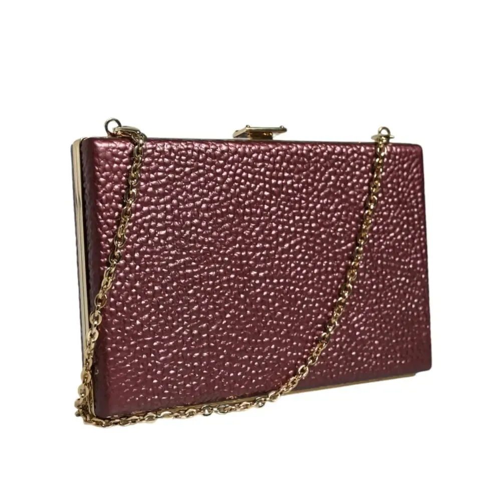 Dolce & Gabbana Maroon Leather Clutch Evening Crossbody Bag