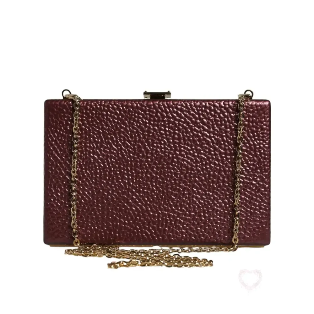 Dolce & Gabbana Maroon Leather Clutch Evening Crossbody Bag