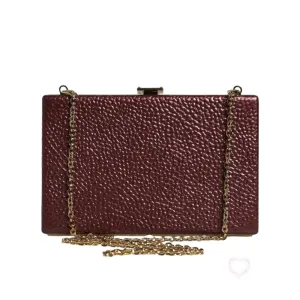 Dolce & Gabbana Maroon Leather Clutch Evening Crossbody Bag