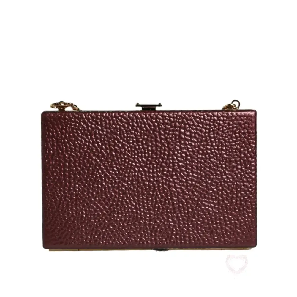 Dolce & Gabbana Maroon Leather Clutch Evening Crossbody Bag