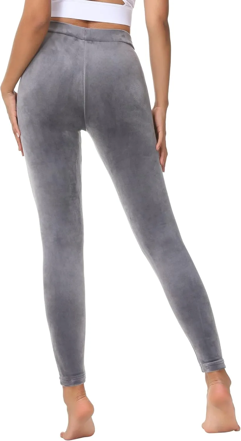 Dolcevida Women Cozy Velour Legging High Waist Buttery Soft Warm Velvet Stretch Seamless Yoga Pant