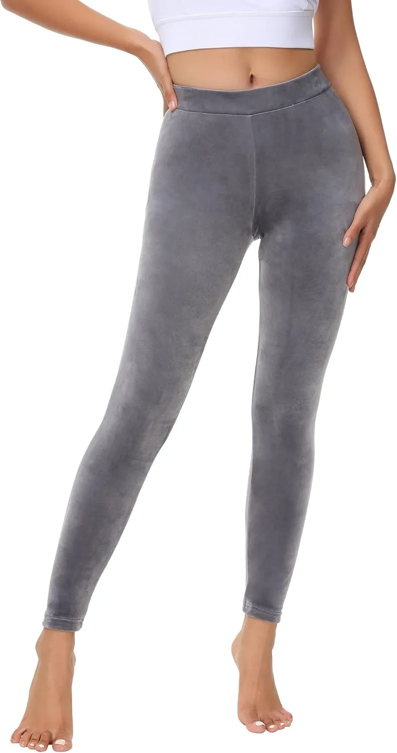 Dolcevida Women Cozy Velour Legging High Waist Buttery Soft Warm Velvet Stretch Seamless Yoga Pant