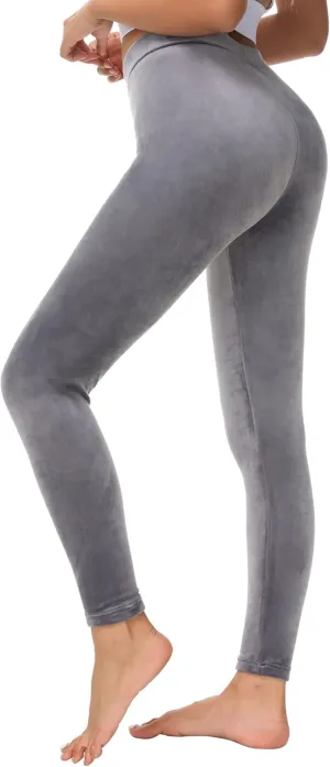 Dolcevida Women Cozy Velour Legging High Waist Buttery Soft Warm Velvet Stretch Seamless Yoga Pant