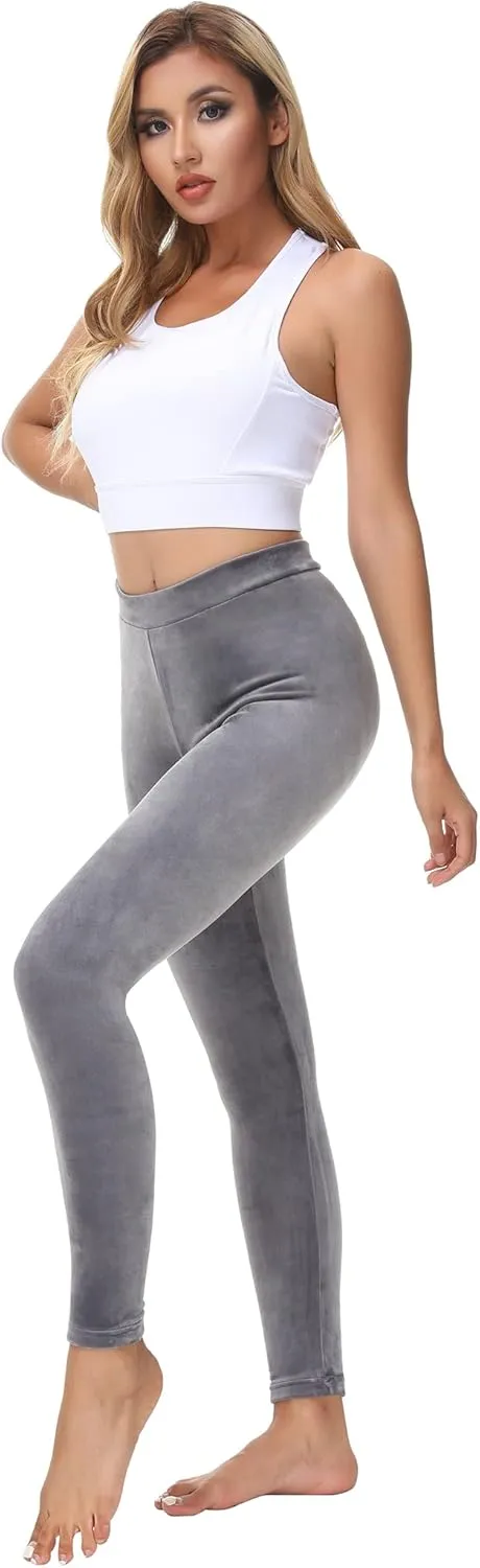 Dolcevida Women Cozy Velour Legging High Waist Buttery Soft Warm Velvet Stretch Seamless Yoga Pant
