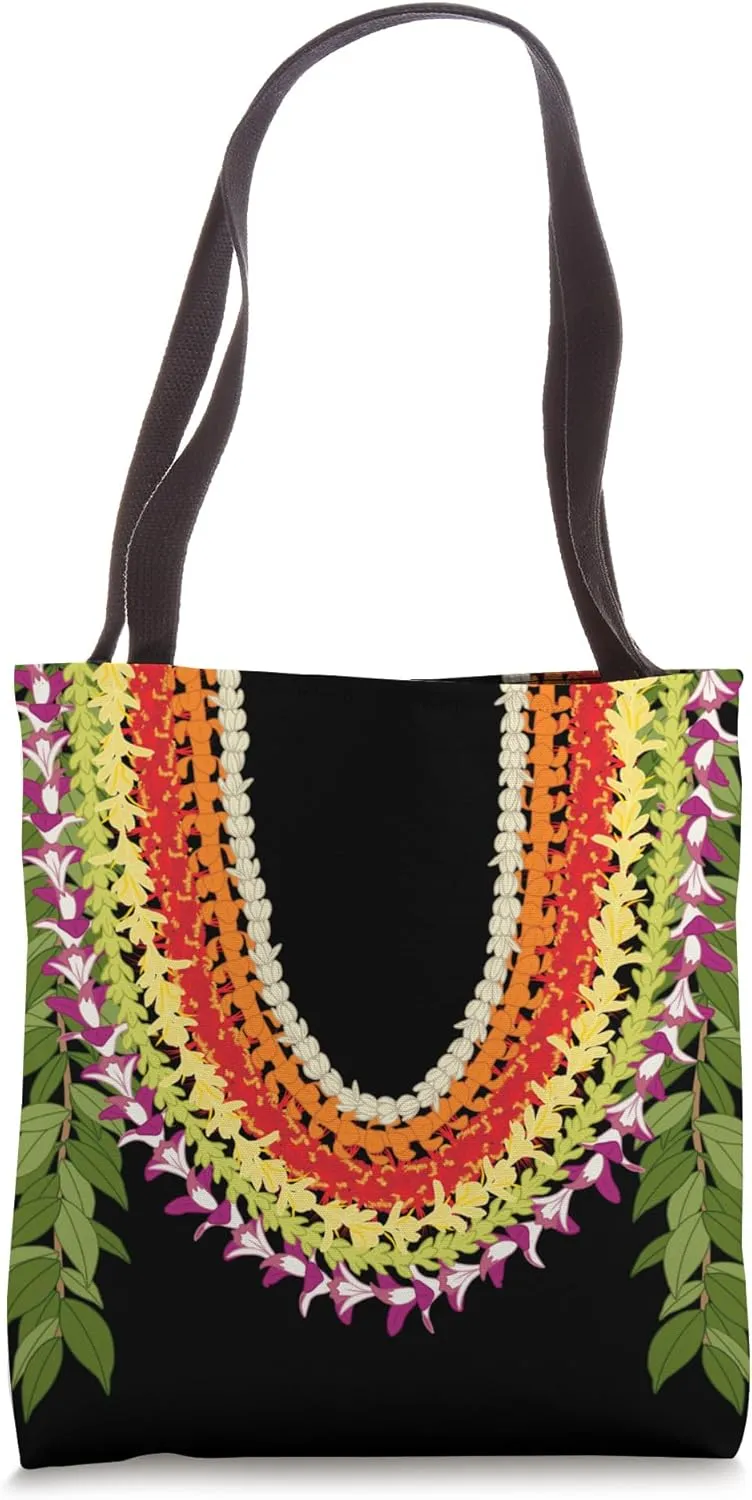 Draped Colorful Flower Lei Tote Bag