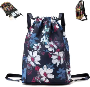 Drawstring Foldable Large Capacity Dry-wet Separation Travel Sports Backpack Waterproof Gym Bag with Multiple Pockets (White)
