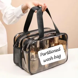 Dry wet partitioned wash bags
