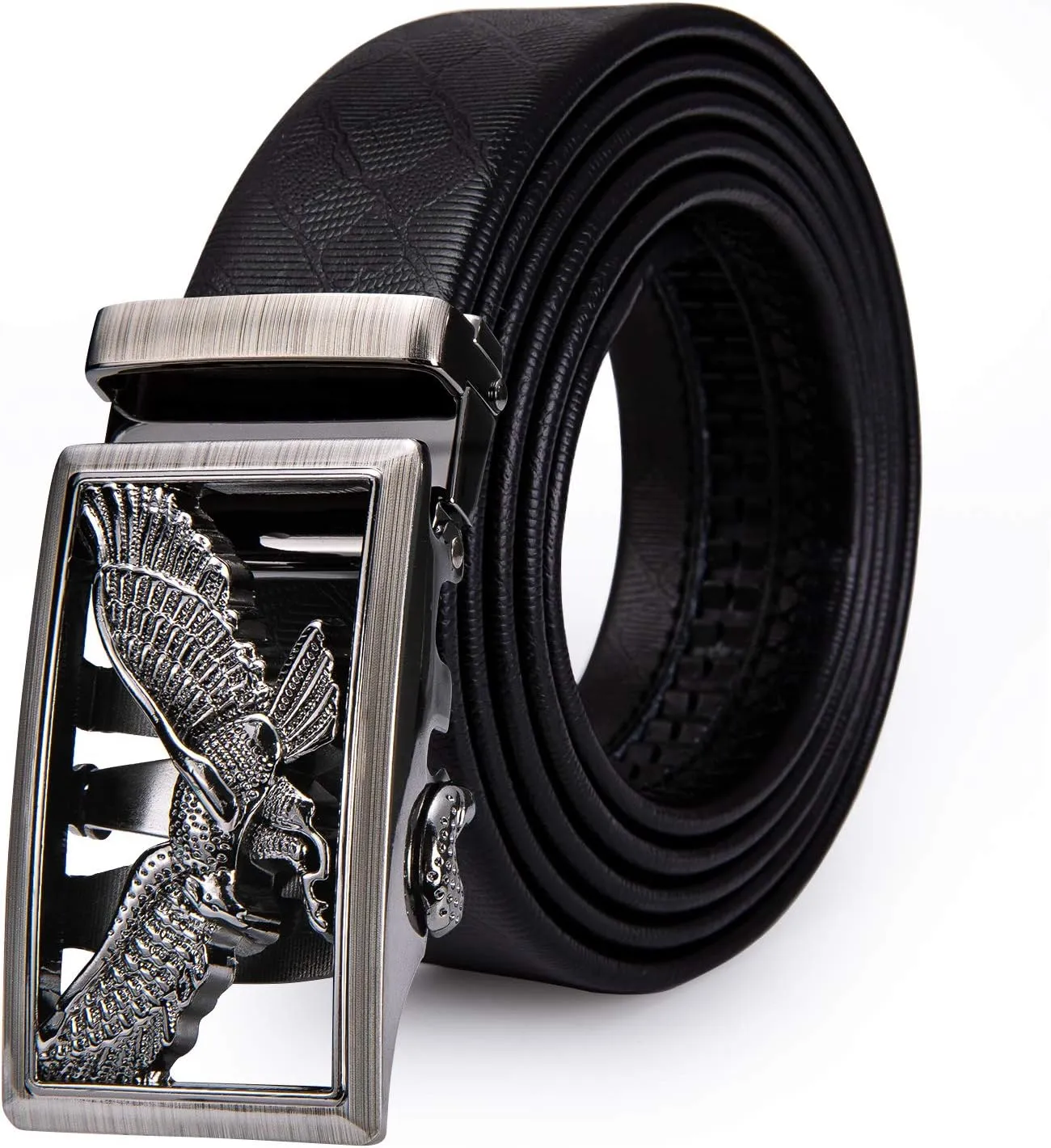 Dubulle Designer Mens Belts, Sliding Automatic Buckle Ratchet Dress Belt TOP Genuine Leather Strap Gifts