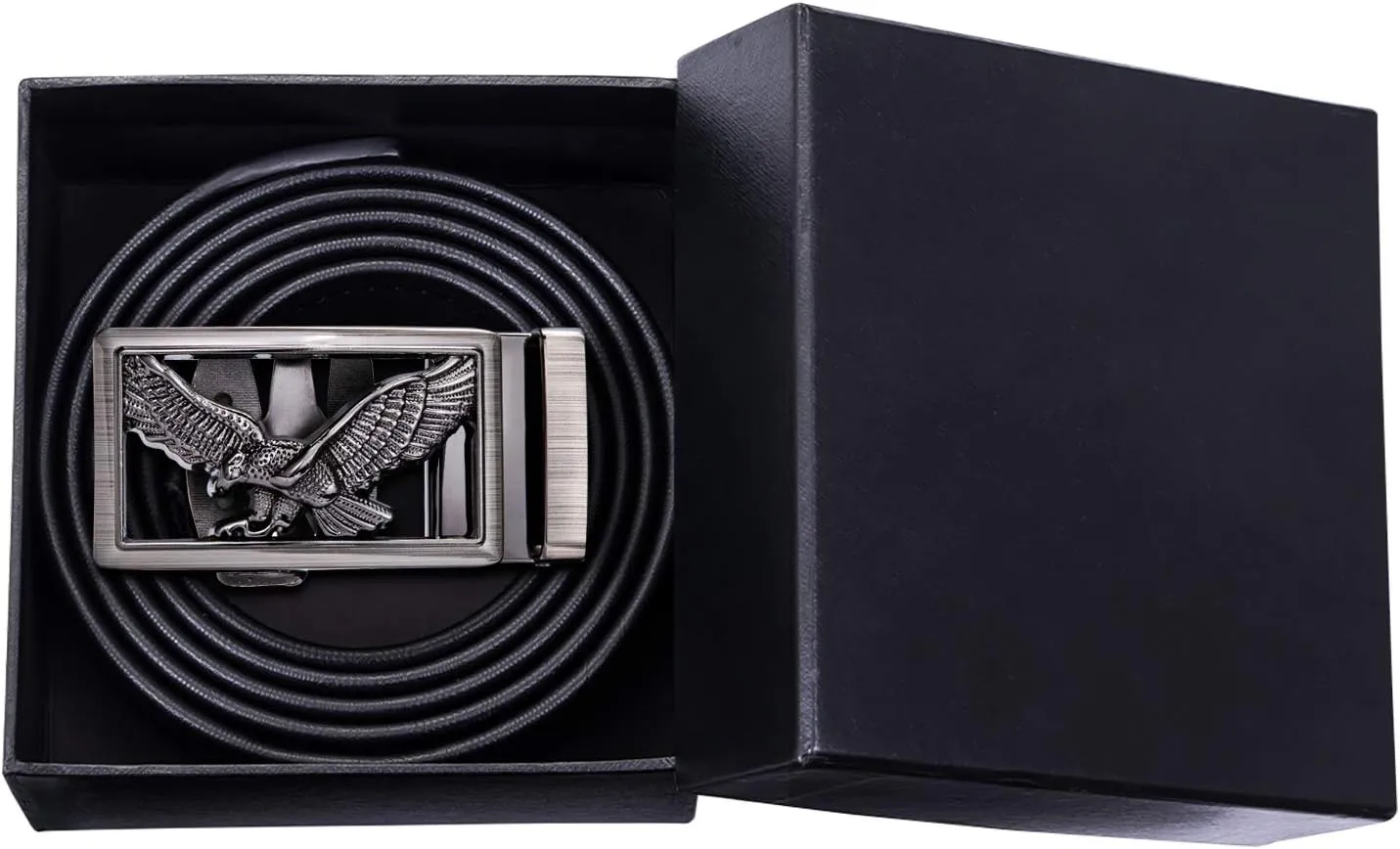 Dubulle Designer Mens Belts, Sliding Automatic Buckle Ratchet Dress Belt TOP Genuine Leather Strap Gifts
