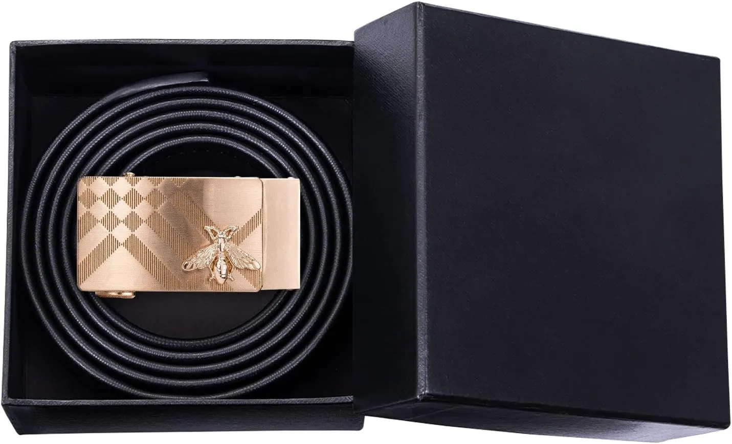 Dubulle Designer Ratchet Belt for Men Leather Fashion Adjustable Automatic Buckle Sliding Removable Dress Casual