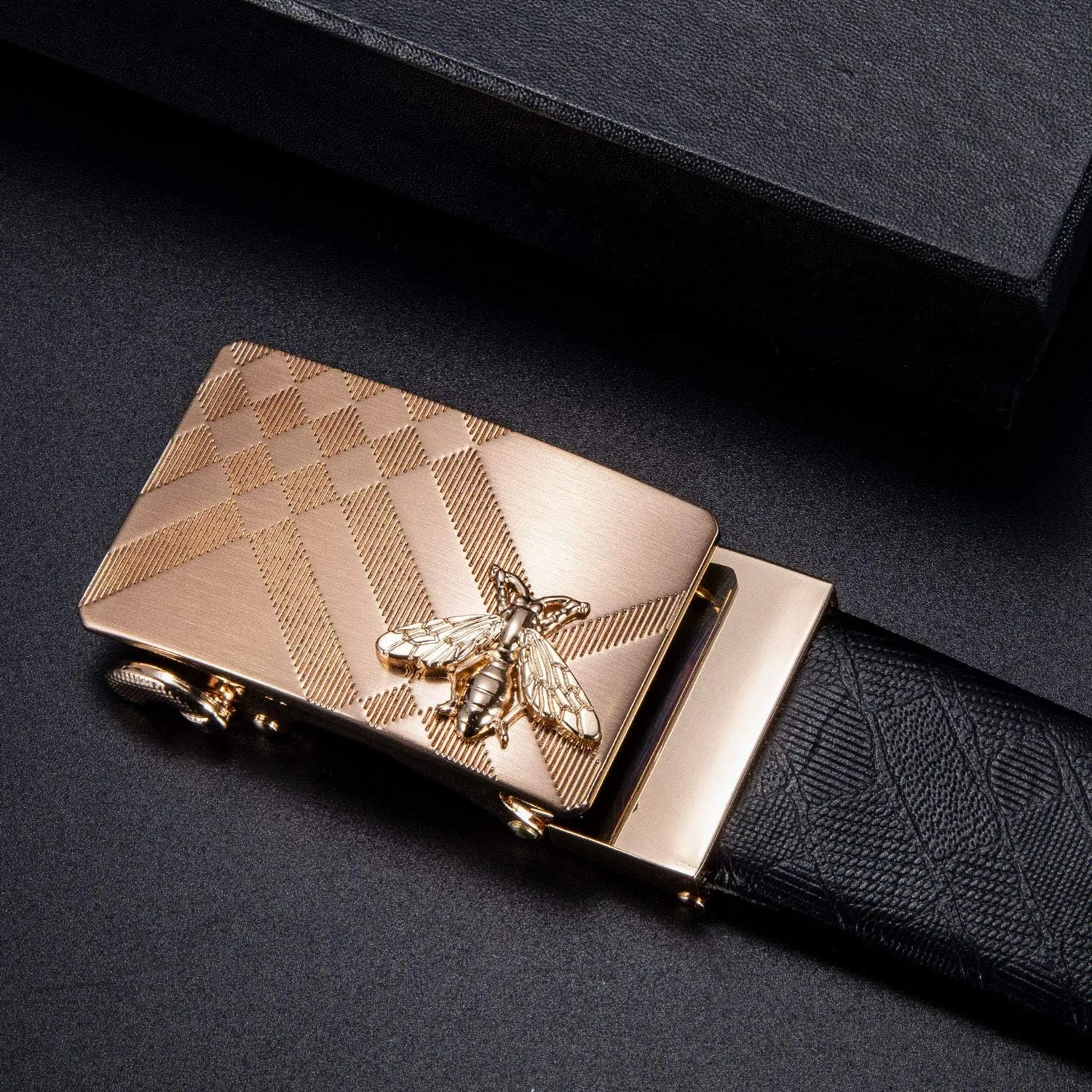 Dubulle Designer Ratchet Belt for Men Leather Fashion Adjustable Automatic Buckle Sliding Removable Dress Casual