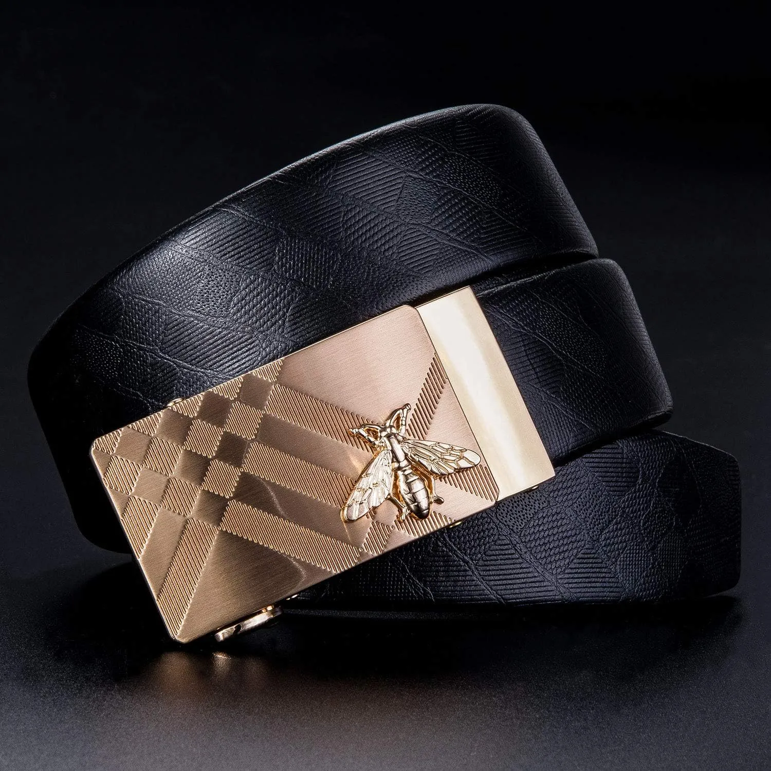 Dubulle Designer Ratchet Belt for Men Leather Fashion Adjustable Automatic Buckle Sliding Removable Dress Casual
