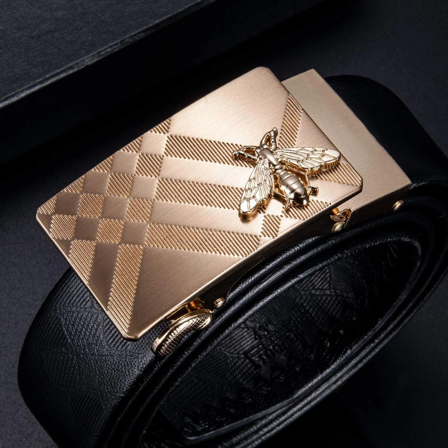 Dubulle Designer Ratchet Belt for Men Leather Fashion Adjustable Automatic Buckle Sliding Removable Dress Casual