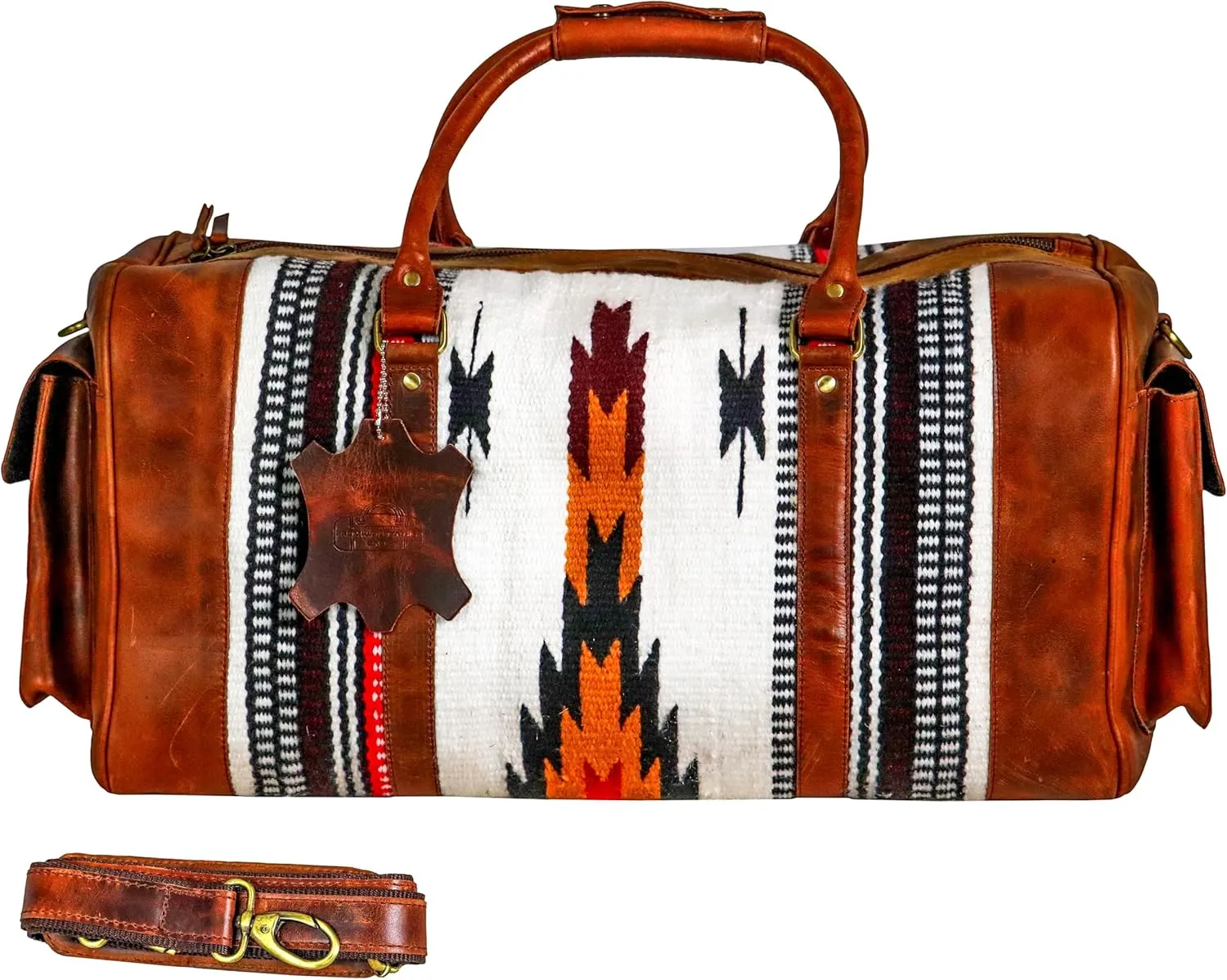 Duffle Bag Handmade Premium leather heavy duty Gym Sports Airplane Overnight Luggage Carry On Unisex Travel woven Rug Bag Wollen Bag Gift for His/Her MO2